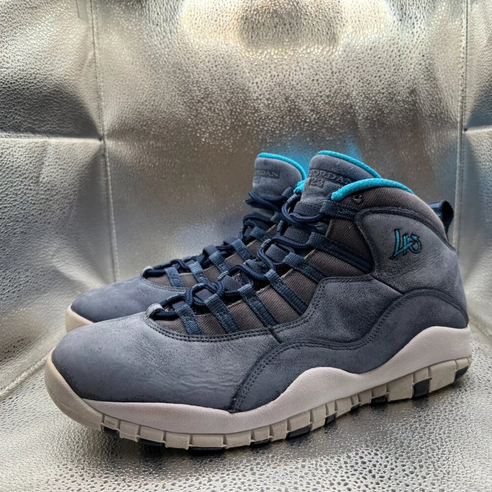 Size 11 Nike Air Jordan 10 Retro Los Angeles Mid Mens Blue Sneakers 310805-404 - Picture 6 of 12